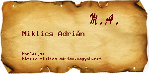 Miklics Adrián névjegykártya
